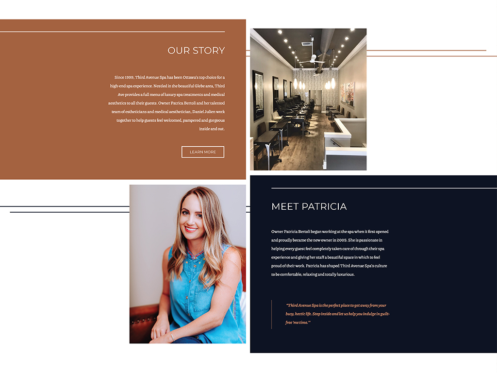 Third Avenue Spa website redesign made by Tina Raposo, also known as Knight Owl Studios.