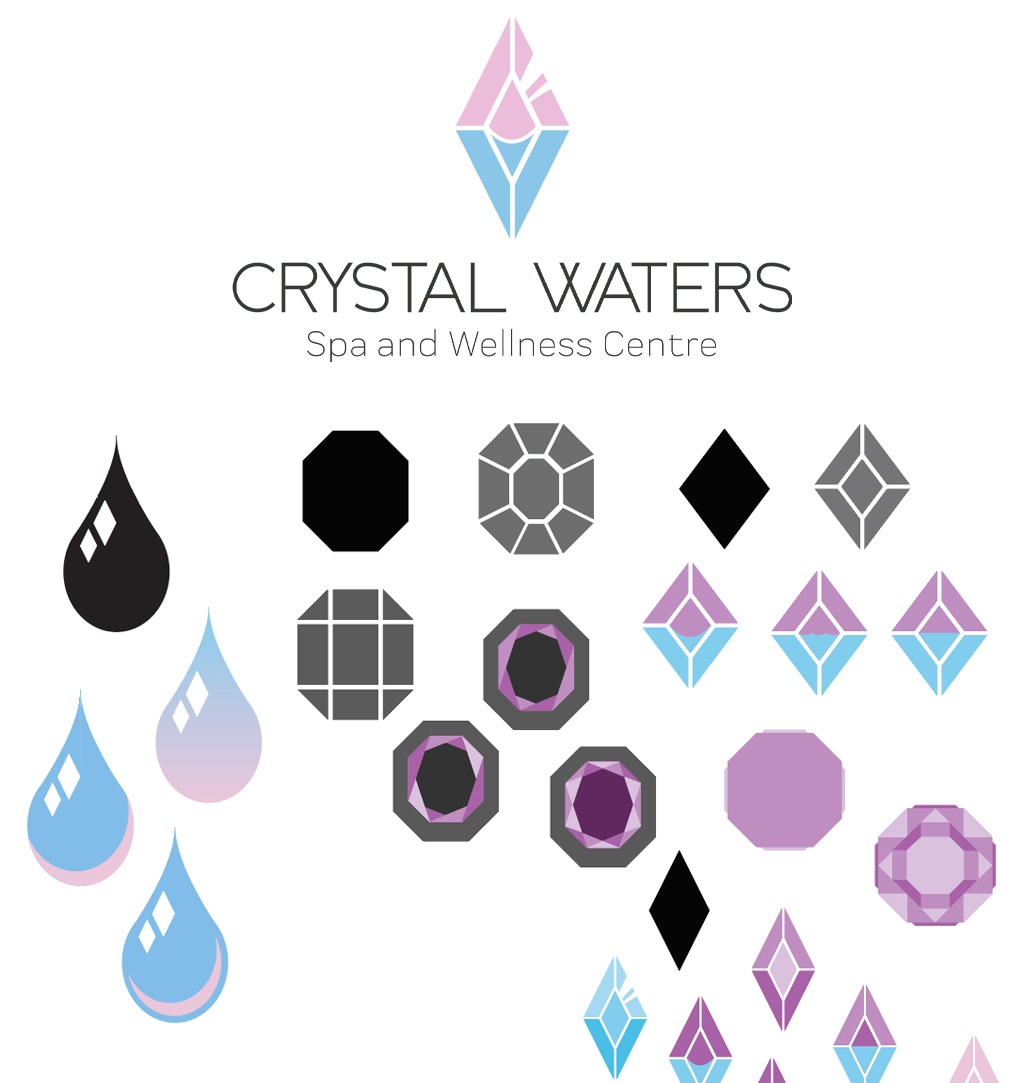 Crystal Waters Spa logo and logo concepts