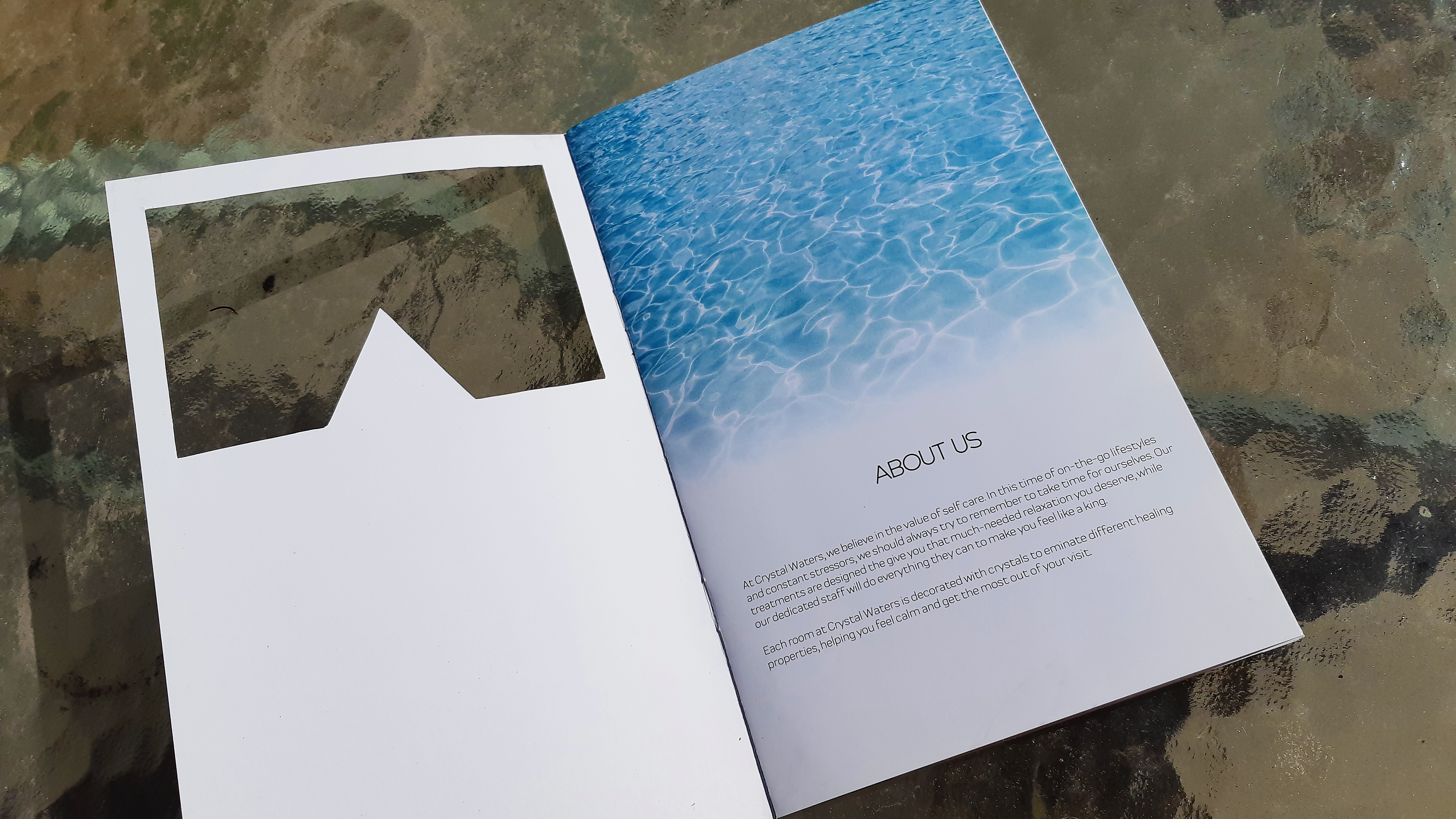 First page of the Crystal Waters Spa brochure