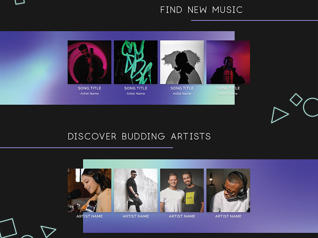 Audiobox homepage design made by Tina Raposo, also known as Knight Owl Studios.