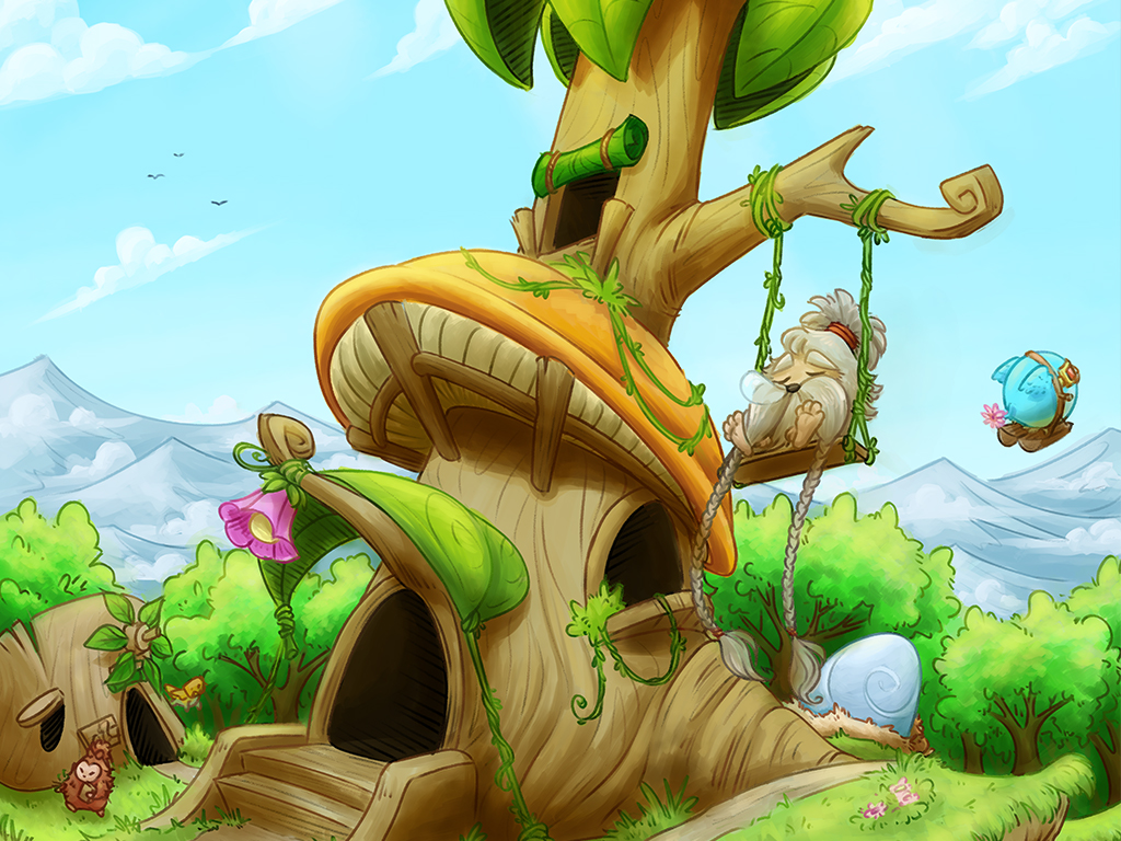 Digital illustration of Leafre from the game Maplestory made by Tina Raposo, also known as Knight Owl Studios.