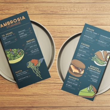 Ambrosia Steakhouse Branding and Menu