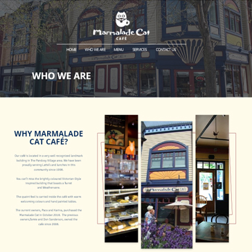 Website Redesign of Kelowna's Marmalade Cat Cafe